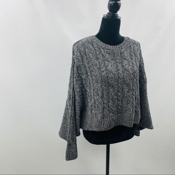 Topshop Navy Blue Crop Chunky Cable Knit Sweater - Picture 6 of 12